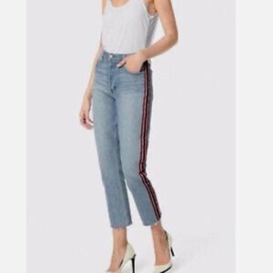 Joe's Jeans Smith High Rise Straight Leg Ankle Jean Side Stripe Raw Hem